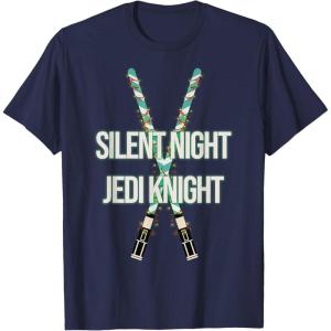 imageStar Wars Christmas Silent Night Jedi Knight Lightsabers TShirtNavy Blue
