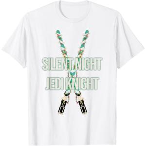 imageStar Wars Christmas Silent Night Jedi Knight Lightsabers TShirtWhite