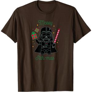 imageStar Wars Darth Vader Cute Christmas Holiday Merry Sithmas TShirtBrown