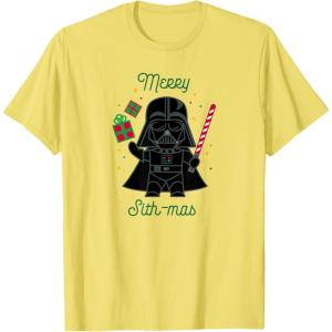 imageStar Wars Darth Vader Cute Christmas Holiday Merry Sithmas TShirtLemon Yellow