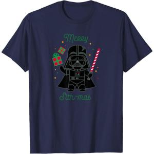 imageStar Wars Darth Vader Cute Christmas Holiday Merry Sithmas TShirtNavy Blue
