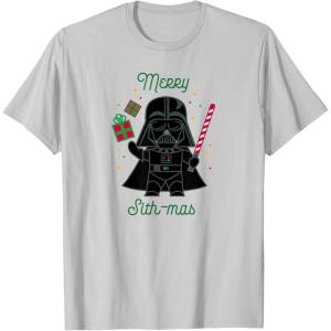 imageStar Wars Darth Vader Cute Christmas Holiday Merry Sithmas TShirtSilver Grey