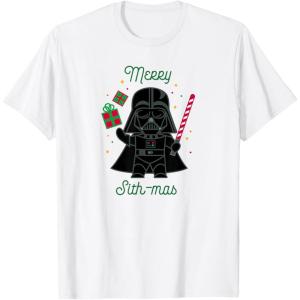 imageStar Wars Darth Vader Cute Christmas Holiday Merry Sithmas TShirtWhite