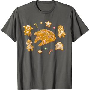 imageStar Wars Holiday Christmas Gingerbread Cookie Heroes TShirtAsphalt Grey