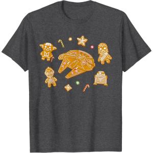 imageStar Wars Holiday Christmas Gingerbread Cookie Heroes TShirtDark Heather Grey