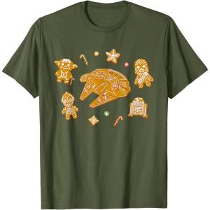 imageStar Wars Holiday Christmas Gingerbread Cookie Heroes TShirtOlive Green