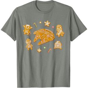 imageStar Wars Holiday Christmas Gingerbread Cookie Heroes TShirtOlive Heather