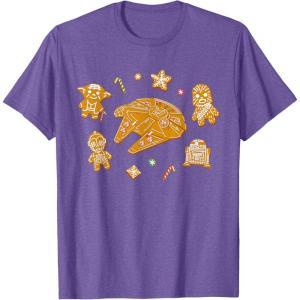 imageStar Wars Holiday Christmas Gingerbread Cookie Heroes TShirtPurple Heather