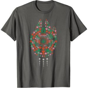 imageStar Wars Holiday Christmas Rebel Symbols Millennium Falcon TShirtAsphalt Grey