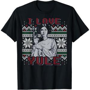 imageStar Wars I Love Yule Leia Christmas Humor TShirt TShirtBlack