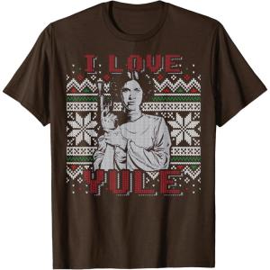 imageStar Wars I Love Yule Leia Christmas Humor TShirt TShirtBrown