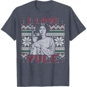 imageStar Wars I Love Yule Leia Christmas Humor TShirt TShirtHeather Blue
