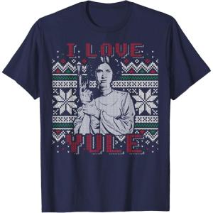 imageStar Wars I Love Yule Leia Christmas Humor TShirt TShirtNavy Blue