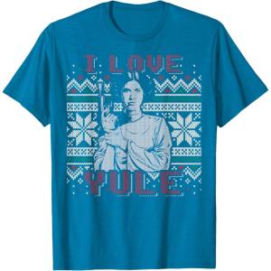 imageStar Wars I Love Yule Leia Christmas Humor TShirt TShirtSapphire Blue