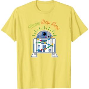 imageStar Wars R2D2 Droid Cute Christmas Holiday Merry Beep Boop TShirtLemon Yellow