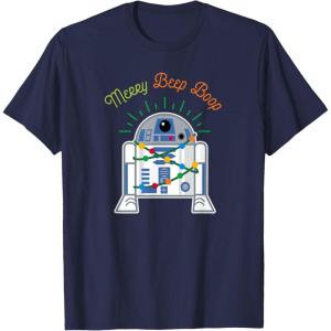 imageStar Wars R2D2 Droid Cute Christmas Holiday Merry Beep Boop TShirtNavy Blue