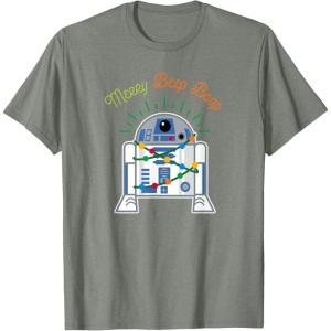 imageStar Wars R2D2 Droid Cute Christmas Holiday Merry Beep Boop TShirtOlive Heather