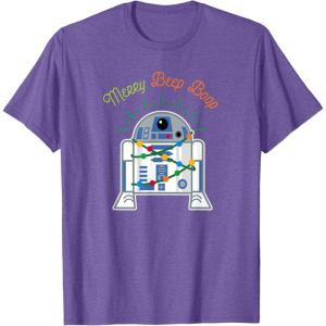 imageStar Wars R2D2 Droid Cute Christmas Holiday Merry Beep Boop TShirtPurple Heather