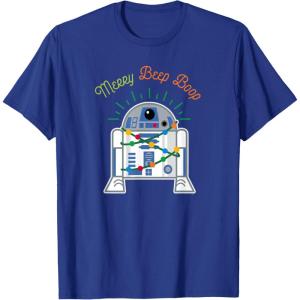 imageStar Wars R2D2 Droid Cute Christmas Holiday Merry Beep Boop TShirtRoyal Blue