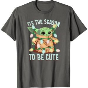 imageStar Wars The Mandalorian Christmas Grogu Tis The Season TShirtAsphalt Grey