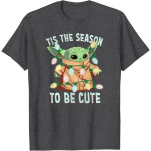imageStar Wars The Mandalorian Christmas Grogu Tis The Season TShirtDark Heather Grey