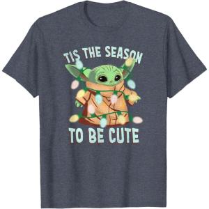 imageStar Wars The Mandalorian Christmas Grogu Tis The Season TShirtHeather Blue