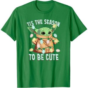 imageStar Wars The Mandalorian Christmas Grogu Tis The Season TShirtKelly Green