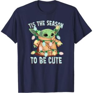 imageStar Wars The Mandalorian Christmas Grogu Tis The Season TShirtNavy Blue