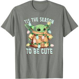 imageStar Wars The Mandalorian Christmas Grogu Tis The Season TShirtOlive Heather