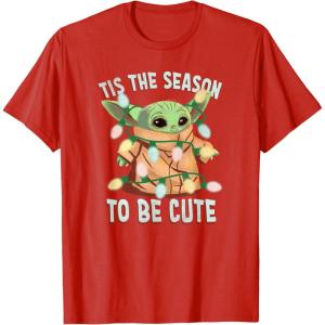 imageStar Wars The Mandalorian Christmas Grogu Tis The Season TShirtRed