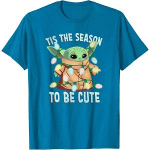 imageStar Wars The Mandalorian Christmas Grogu Tis The Season TShirtSapphire Blue