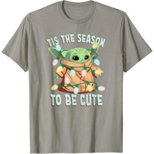 imageStar Wars The Mandalorian Christmas Grogu Tis The Season TShirtSlate Grey