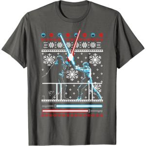 imageStar Wars Vader Luke Duel Christmas Sweater Graphic TShirt TShirtAsphalt Grey