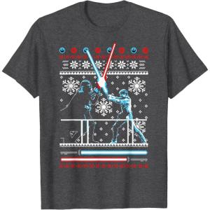 imageStar Wars Vader Luke Duel Christmas Sweater Graphic TShirt TShirtDark Heather Grey