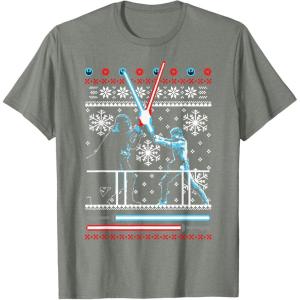 imageStar Wars Vader Luke Duel Christmas Sweater Graphic TShirt TShirtOlive Heather