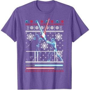 imageStar Wars Vader Luke Duel Christmas Sweater Graphic TShirt TShirtPurple Heather