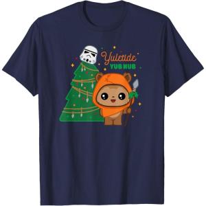 imageStar Wars Wicket Ewok Christmas Holiday Yuletide Yub Nub TShirtNavy Blue