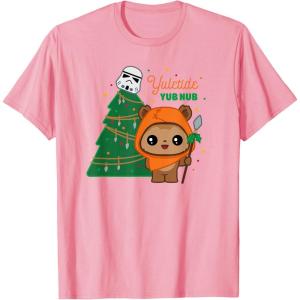 imageStar Wars Wicket Ewok Christmas Holiday Yuletide Yub Nub TShirtPink