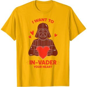 imageStar Wars Valentines Day quotI Want to InVader Your Heartquot TShirtGolden Yellow