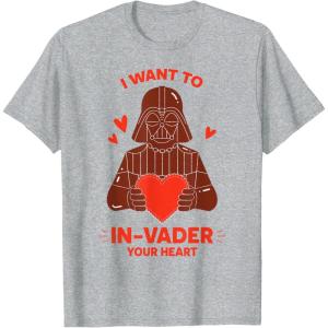 imageStar Wars Valentines Day quotI Want to InVader Your Heartquot TShirtHeather Grey