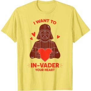 imageStar Wars Valentines Day quotI Want to InVader Your Heartquot TShirtLemon Yellow