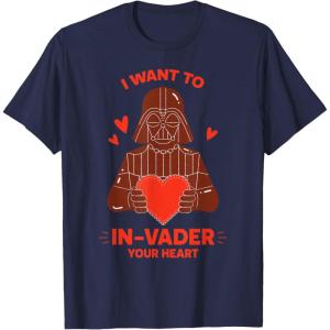 imageStar Wars Valentines Day quotI Want to InVader Your Heartquot TShirtNavy Blue
