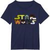 image:imageStar Wars Logo Character CloseUp Kawaii Style Tshirt TShirtNavy Blue