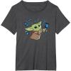 image:imageStar Wars The Mandalorian The Child with Blue Butterflies TShirtDark Heather Grey