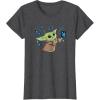 image:imageStar Wars The Mandalorian The Child with Blue Butterflies TShirtDark Heather Grey