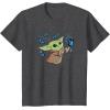 image:imageStar Wars The Mandalorian The Child with Blue Butterflies TShirtDark Heather Grey