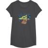 image:imageStar Wars The Mandalorian The Child with Blue Butterflies TShirtDark Heather Grey