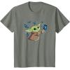 image:imageStar Wars The Mandalorian The Child with Blue Butterflies TShirtOlive Heather