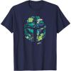 image:imageStar Wars The Mandalorian Mando Tropical Print Helmet TShirtNavy Blue