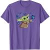 image:imageStar Wars The Mandalorian The Child with Blue Butterflies TShirtPurple Heather
